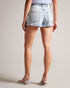 GIANAHH-Denim-Get ready for the summer season with these stylish denim shorts. Made from a soft and durable cotton blend, GIANAHH offer a comfortable and versatile look that you can wear for any casual occasion. Whether you're spending a day at the beach, running errands, or just lounging in the park, they'll keep you looking great and feeling comfortable.The fabric of this product contains 98% organic cotton. Organic cotton has a proven lower environmental impact than conventional cotton, as it reduces wat